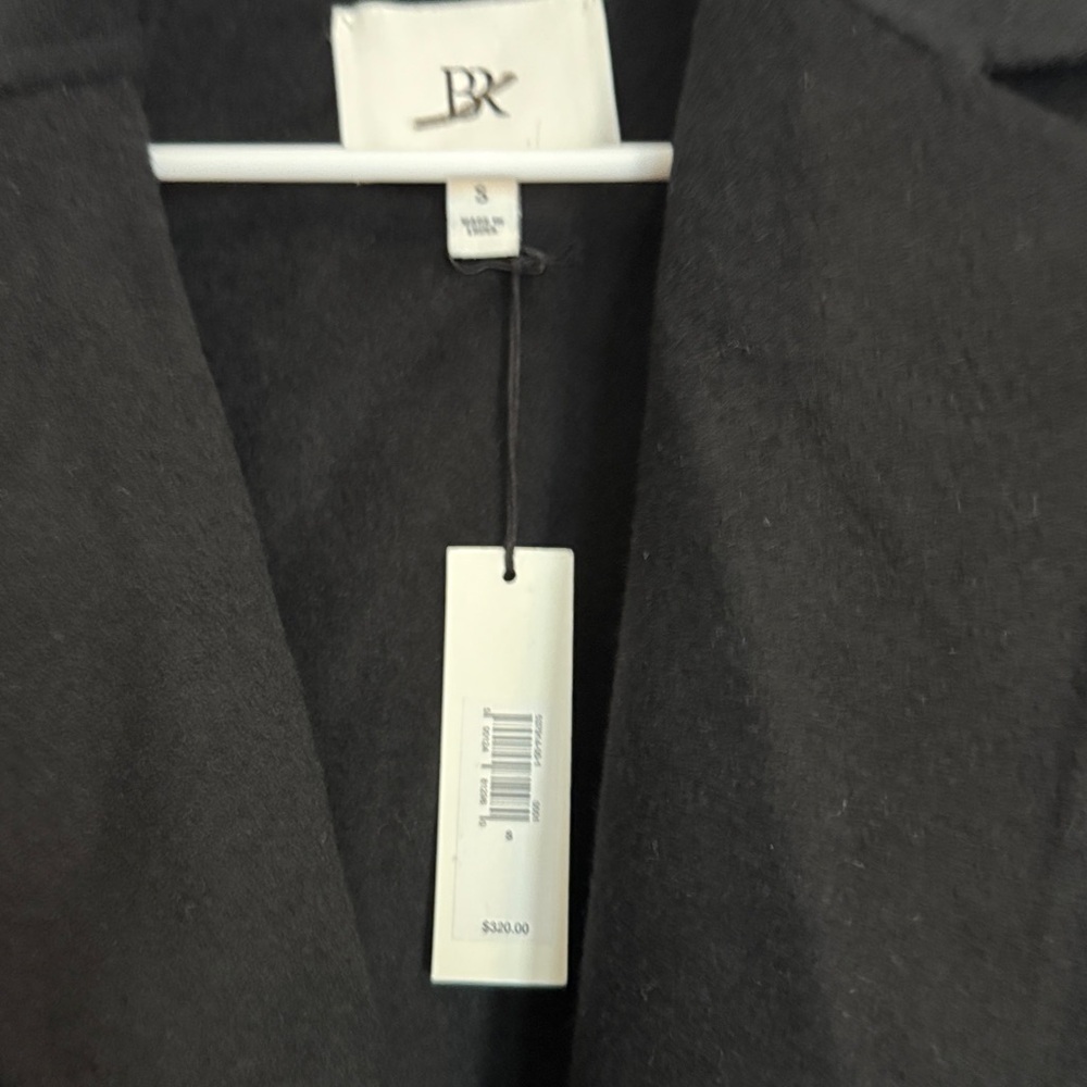 NWT! Banana Republic Black DOUBLE-FACED WRAP COAT Small S jacket wool blend - Picture 6 of 9